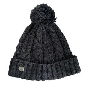 Smartwool Grey Merino Wool Cableknit Chunky Pom Pom Beanie